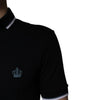 Dolce &amp; Gabbana – Schwarzes Poloshirt aus Baumwolle mit Kronenkragen