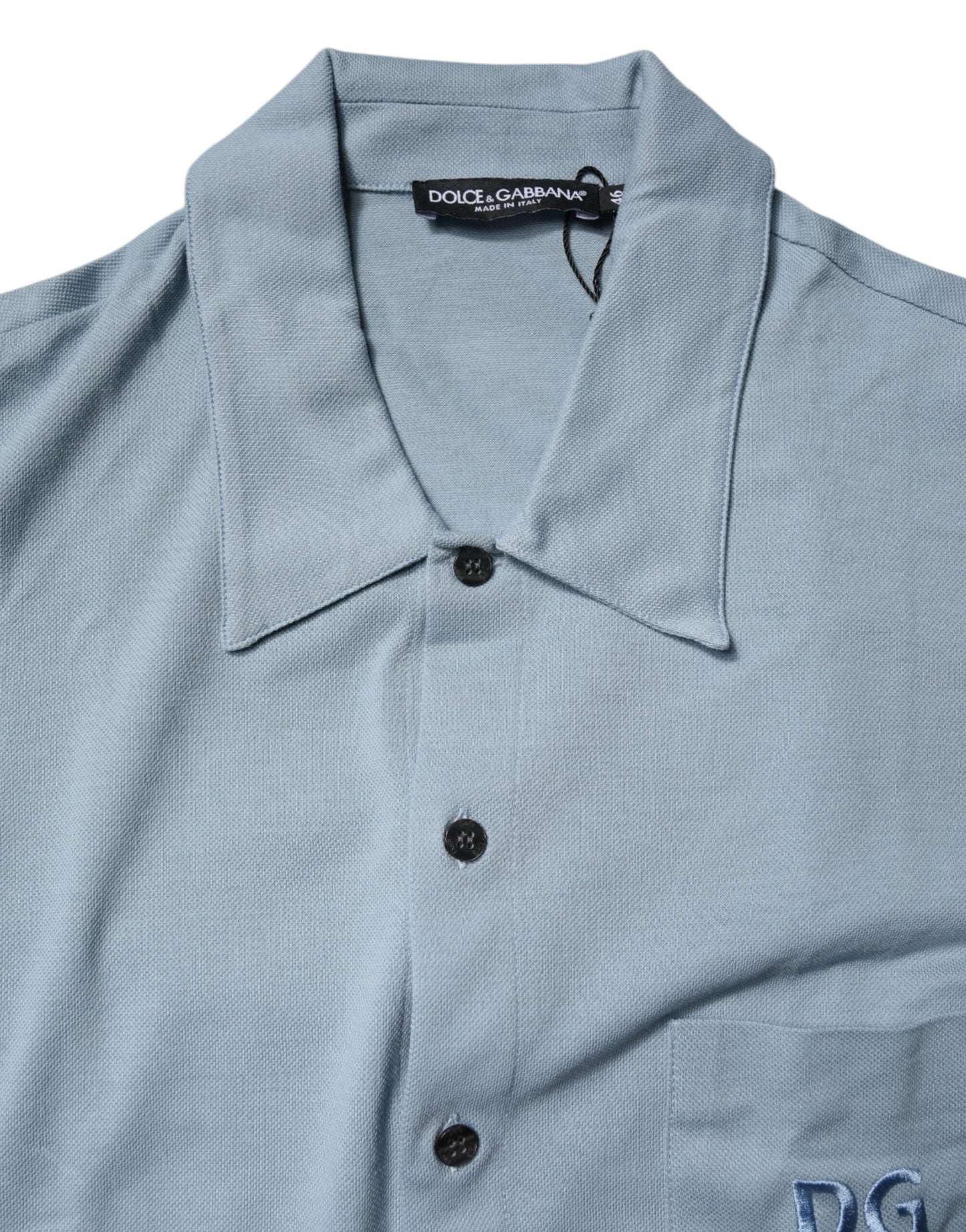 Dolce &amp; Gabbana Blaues Poloshirt aus Baumwolle mit Knopfleiste für Herren