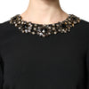 Dolce & Gabbana Black Crystal Embellished Round Neck Mini Dress