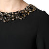 Dolce & Gabbana Black Crystal Embellished Round Neck Mini Dress