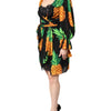 Dolce &amp; Gabbana Schwarzes Wickelkleid aus Seide mit Ananas-Print