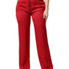 Dolce & Gabbana Red Viscose Straight Fit Pants