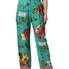 Dolce & Gabbana Green Silk Printed Straight Pants