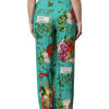 Dolce & Gabbana Green Silk Printed Straight Pants