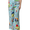 Dolce & Gabbana Light Blue Drawing Mid Waist Wide Leg Pants