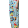 Dolce & Gabbana Light Blue Drawing Mid Waist Wide Leg Pants