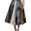 Dolce & Gabbana Multicolor Patchwork High Waisted Midi Skirt