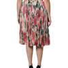 Dolce & Gabbana Multicolor Silk Floral High Waist Midi Skirt