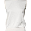Dolce & Gabbana Cream Sleeveless Silk Round Neck Tank Top