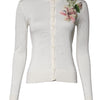 Dolce & Gabbana Cream Floral Silk Embellished Cardigan Sweater