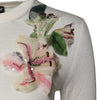 Dolce & Gabbana Cream Floral Silk Embellished Cardigan Sweater