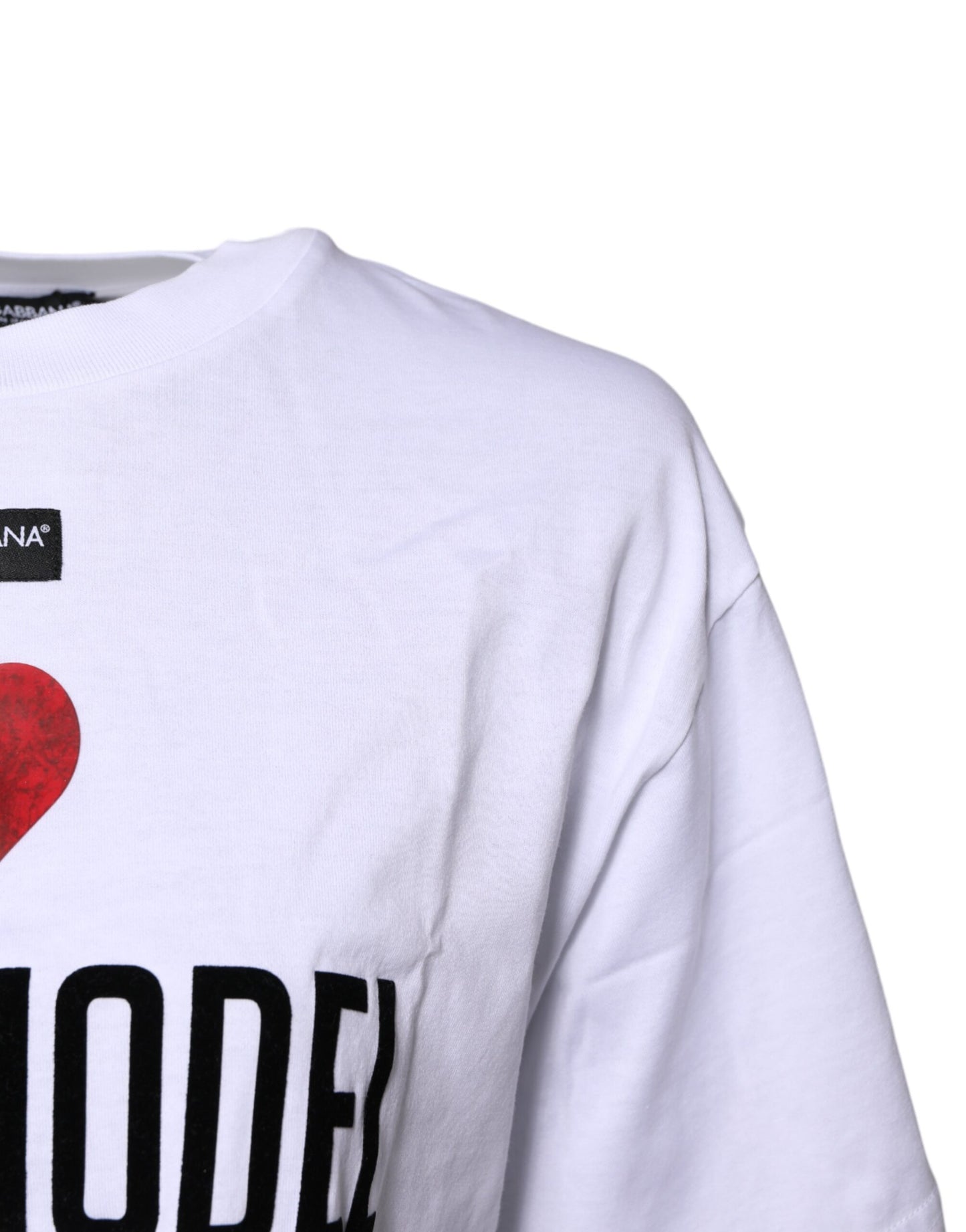 Dolce &amp; Gabbana Weißes bedrucktes Baumwoll-T-Shirt mit Rundhalsausschnitt