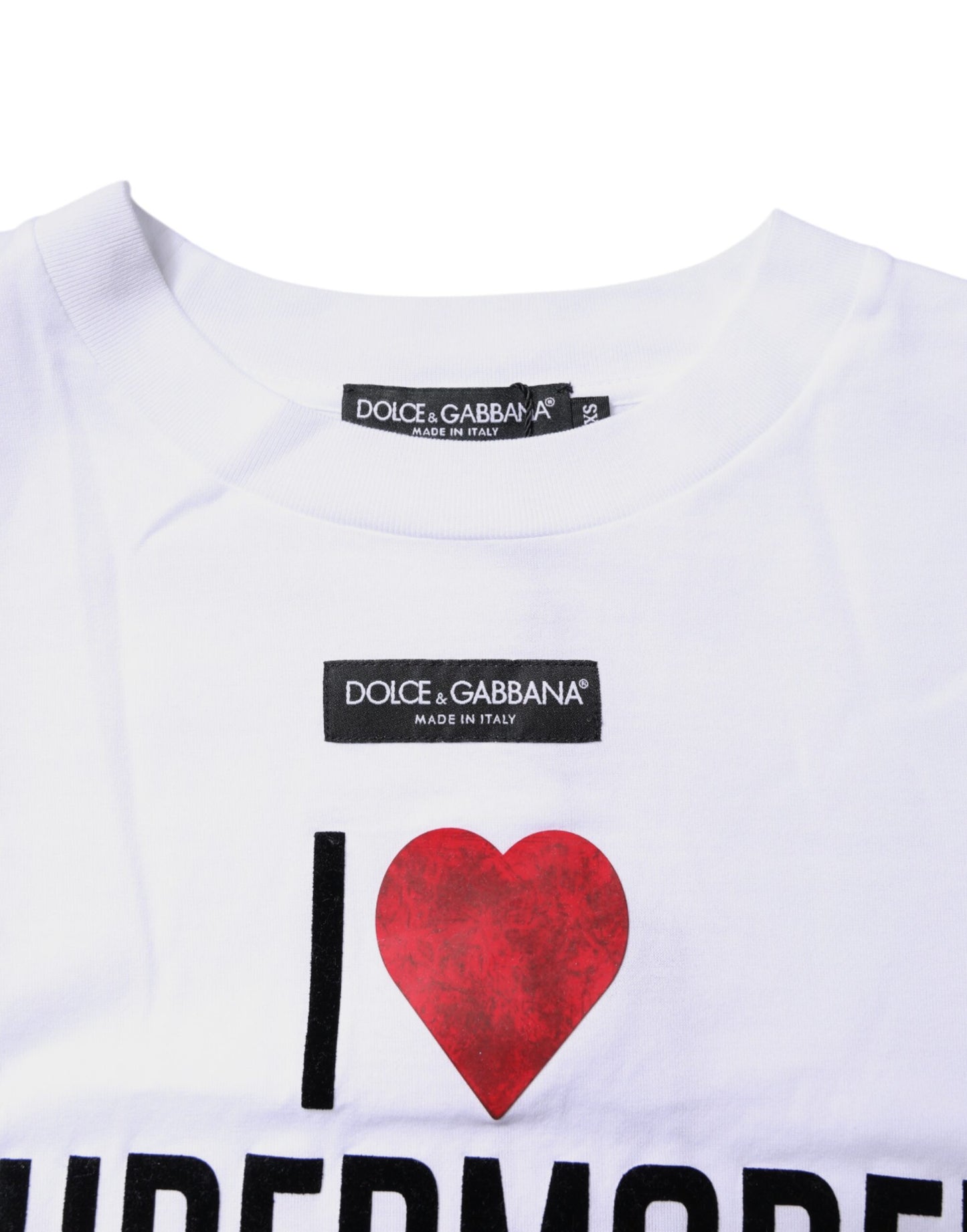 Dolce &amp; Gabbana Weißes bedrucktes Baumwoll-T-Shirt mit Rundhalsausschnitt