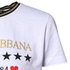 Dolce & Gabbana White Printed Round Neck Top Cotton T-shirt