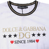 Dolce & Gabbana White Printed Round Neck Top Cotton T-shirt