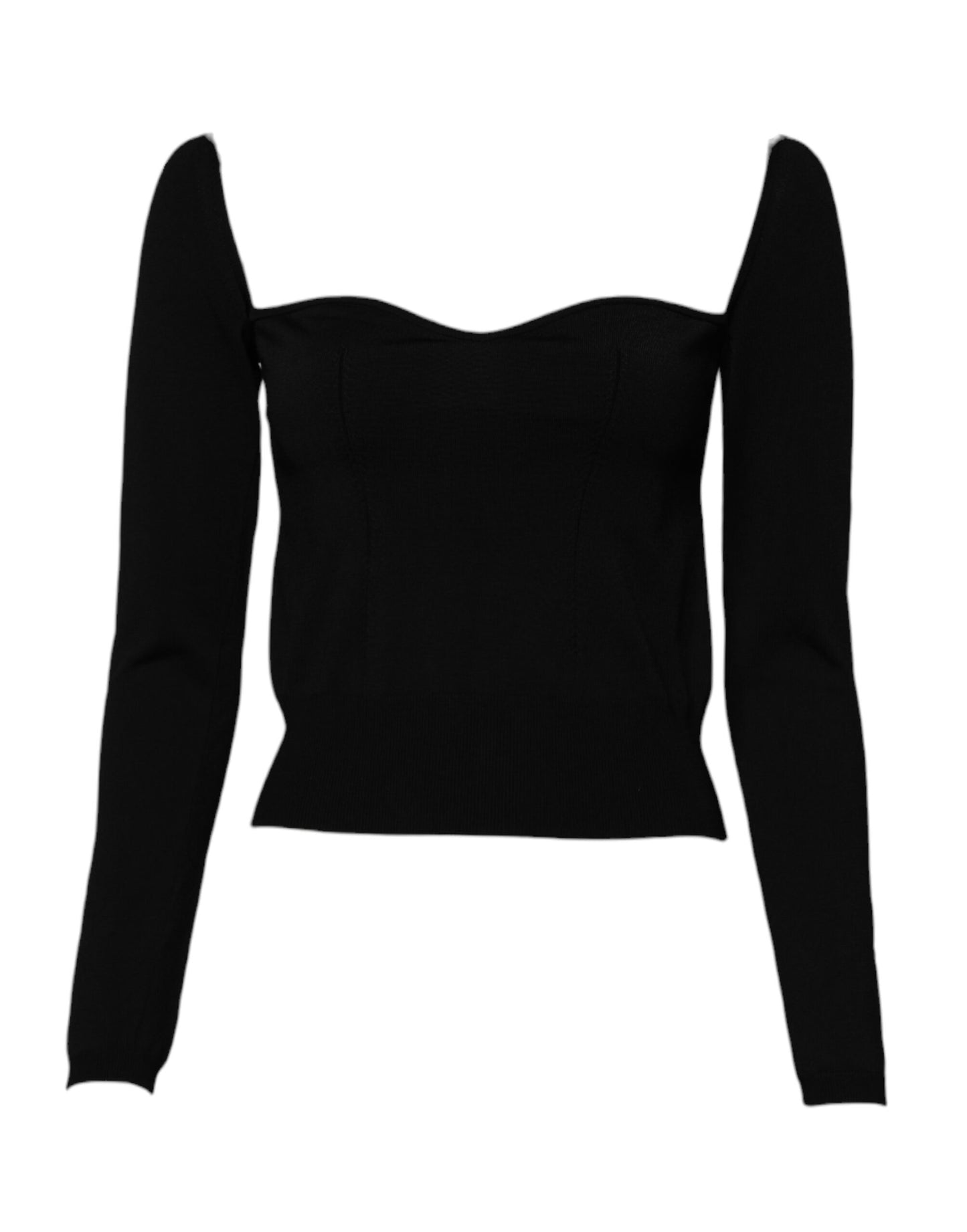 Dolce & Gabbana Black Square Neckline Long Sleeves Sweater