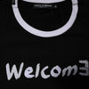 Dolce &amp; Gabbana Schwarzes bedrucktes Baumwoll-T-Shirt mit Rundhalsausschnitt