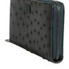 Dolce & Gabbana Green Ostrich Logo Plaque Zip Around Continental Wallet