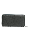 Dolce & Gabbana Green Ostrich Logo Plaque Zip Around Continental Wallet