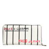 Dolce & Gabbana White Leather DG Crown Royals Continental Zip Around Wallet