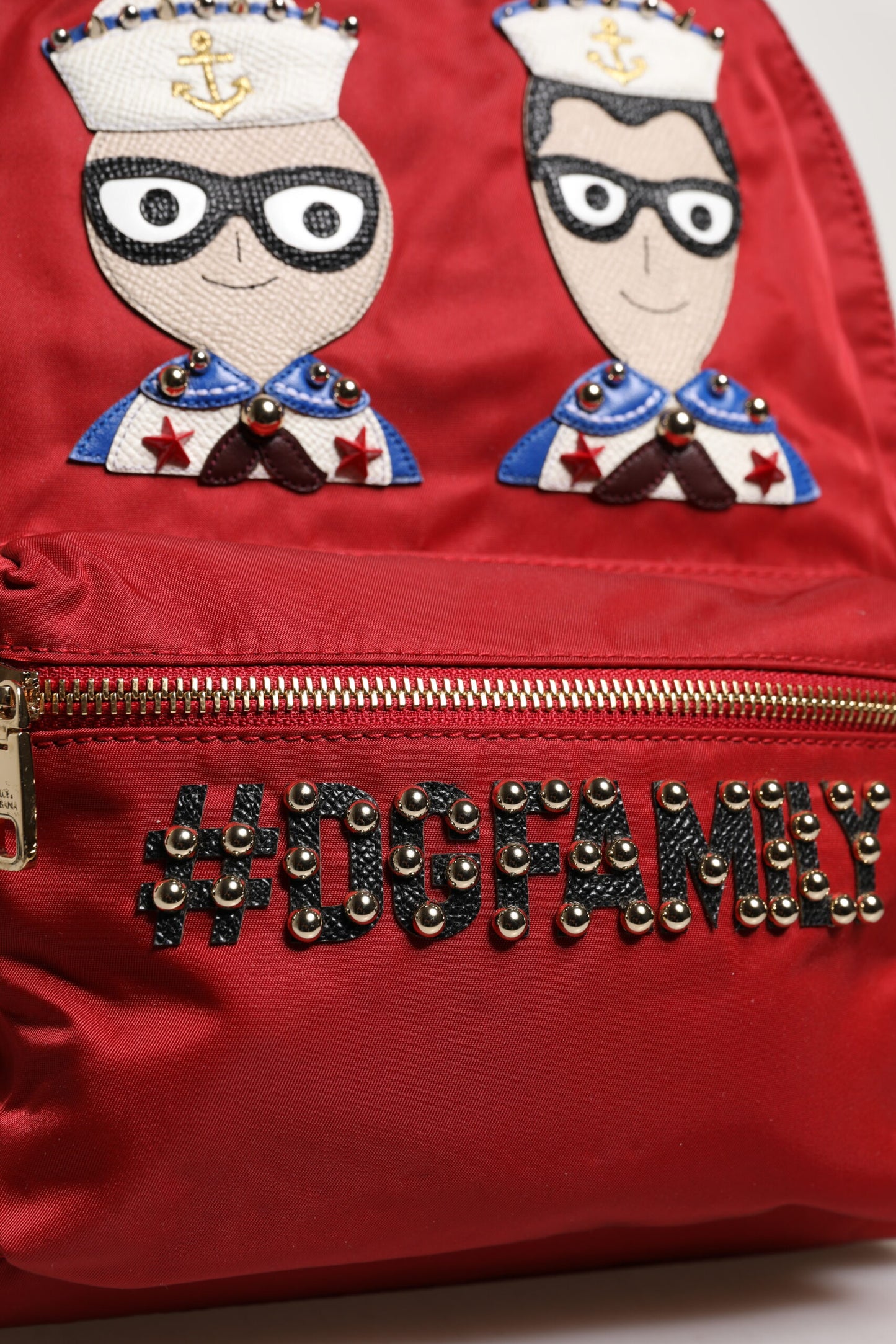 Dolce & Gabbana Red #DGFAMILY VULCANO Embellishment Backpack Bag