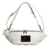 Dolce & Gabbana White Quilted Logo Plaque Belt Waist Fanny Pack Bag