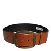 Dolce & Gabbana Brown Leather Gold Metal Buckle Classic Belt