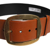 Dolce & Gabbana Brown Leather Gold Metal Buckle Classic Belt