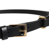 Dolce & Gabbana Black Calf Leather Gold Metal Buckle Belt