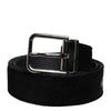 Dolce & Gabbana Black Cotton Silver Tone Metal Buckle Belt