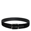 Dolce & Gabbana Black Cotton Silver Tone Metal Buckle Belt