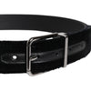 Dolce & Gabbana Black Cotton Silver Tone Metal Buckle Belt