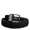 Dolce & Gabbana Black Cotton Blend Silver Metal Buckle Belt