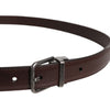 Dolce & Gabbana Brown Leather Silver Metal Buckle Belt