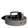 Dolce & Gabbana Gray Leather Silver Tone Metal Buckle Belt