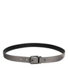 Dolce & Gabbana Gray Leather Silver Tone Metal Buckle Belt