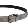 Dolce & Gabbana Gray Leather Silver Tone Metal Buckle Belt