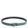Dolce & Gabbana Green Leather Silver Tone Metal Buckle Belt