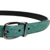 Dolce & Gabbana Green Leather Silver Tone Metal Buckle Belt