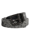 Dolce & Gabbana Black White Silver Tone Metal Buckle Belt