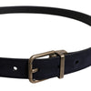 Dolce & Gabbana Black Goat Leather Metal Buckle Classic Belt
