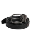 Dolce & Gabbana Black Brown Leather Classic Metal Buckle Belt