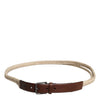 Dolce & Gabbana Brown Jute Leather Woven Metal Buckle Belt