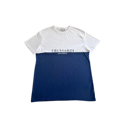 Trussardi Beachwear Blue Cotton Men T-Shirt