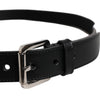 Dolce & Gabbana Black White Printed Metal Logo Buckle Belt