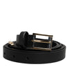 Dolce & Gabbana Black Calfskin Classic Metal Logo Buckle Belt