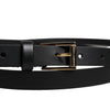 Dolce & Gabbana Black Calfskin Classic Metal Logo Buckle Belt
