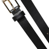Dolce & Gabbana Black Calfskin Classic Metal Logo Buckle Belt