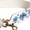 Dolce & Gabbana White Blue Floral Leather Stud Shoulder Strap