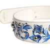 Dolce & Gabbana White Blue Floral Leather Stud Shoulder Strap